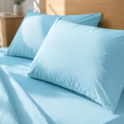 Coppia federe cotone azzurro