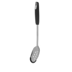 Cucchiaione forato acciaio inox nero con bordo silicone