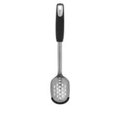 Cucchiaione forato acciaio inox nero con bordo silicone