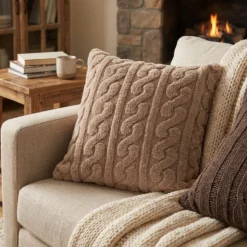 Cuscino arredo cammello jaquard sherpa 45x45 cm