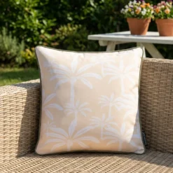 Cuscino arredo idrorepellente 50x50 cm palme beige