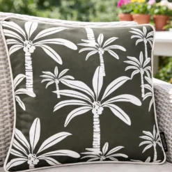 Cuscino arredo idrorepellente 40x40 cm palme grigio
