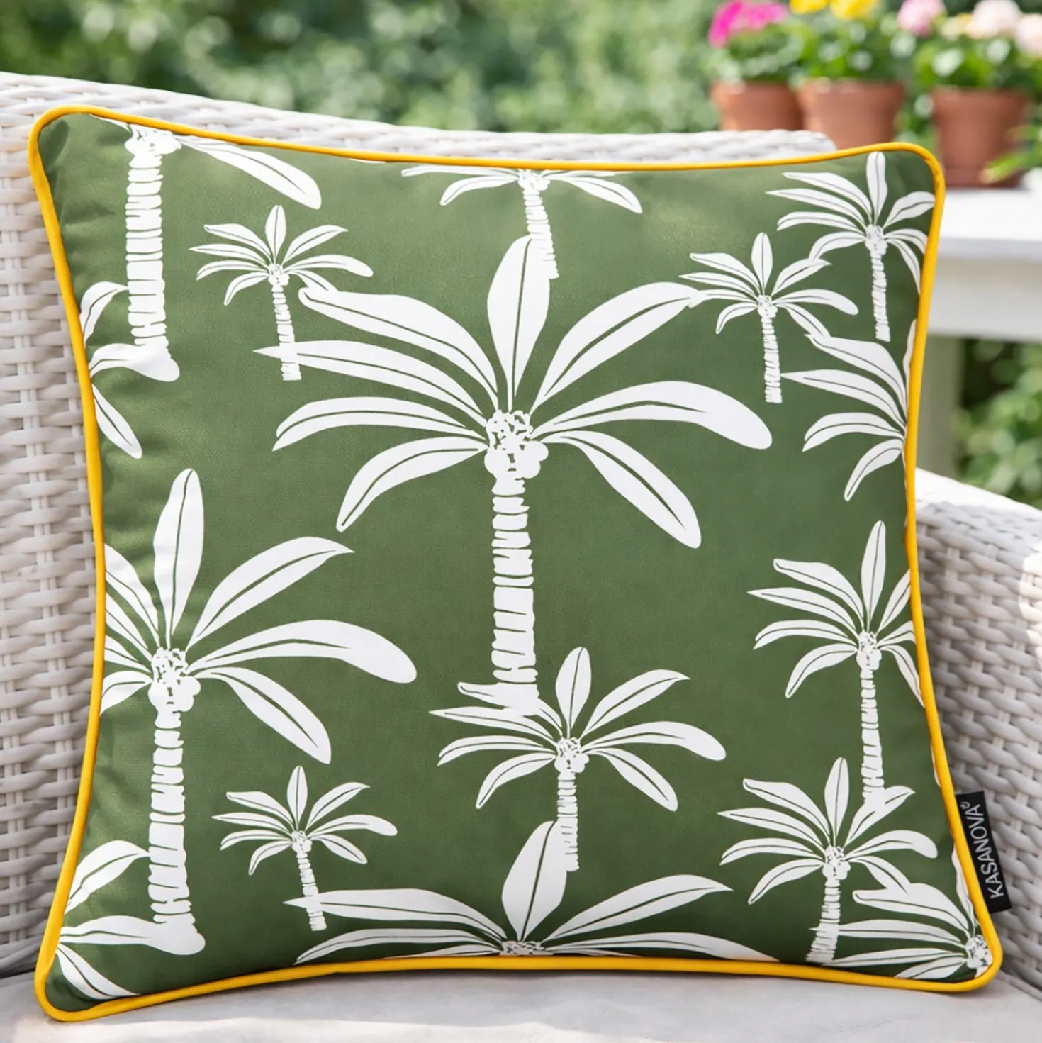 Cuscino arredo idrorepellente 40x40 cm palme verde