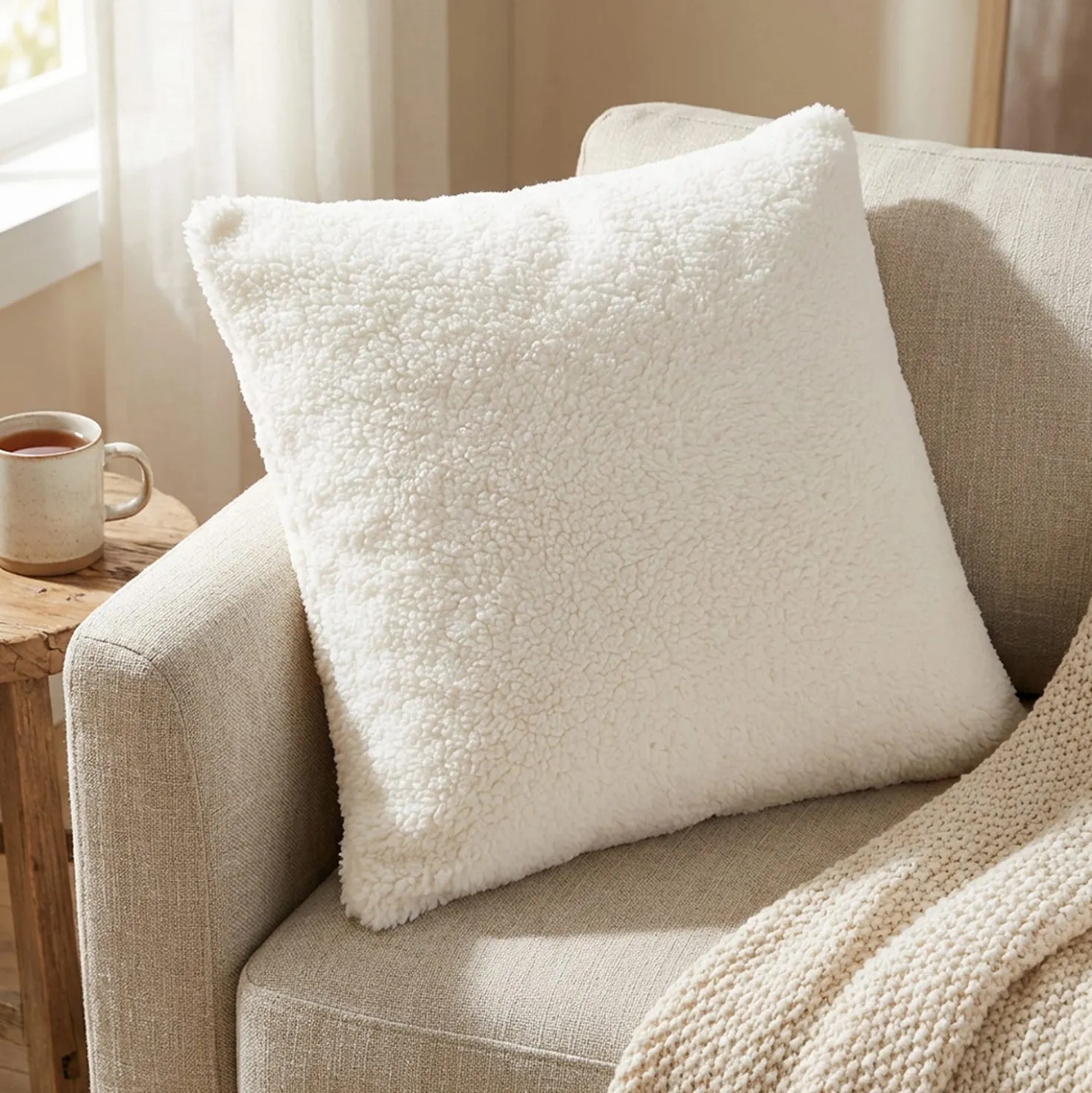 Cuscino arredo latte sherpa 45x45 cm