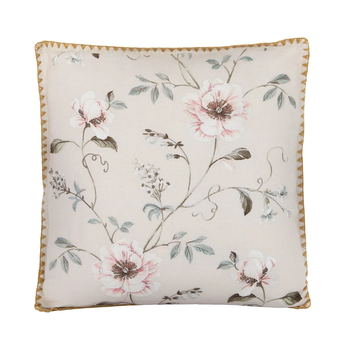 Cuscino divano beige 45x45 cm fiori
