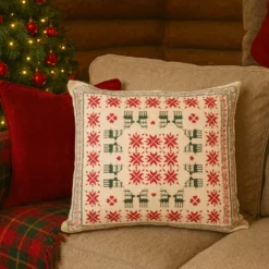 Cuscino divano 45x45 cm bianco renne