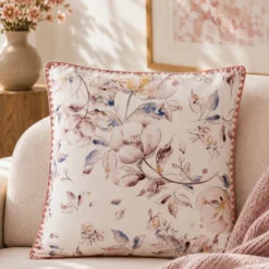 Cuscino divano 45x45 cm fiori rosa cipria