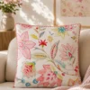 Cuscino divano 45x45 cm fiori rosa stilizzati