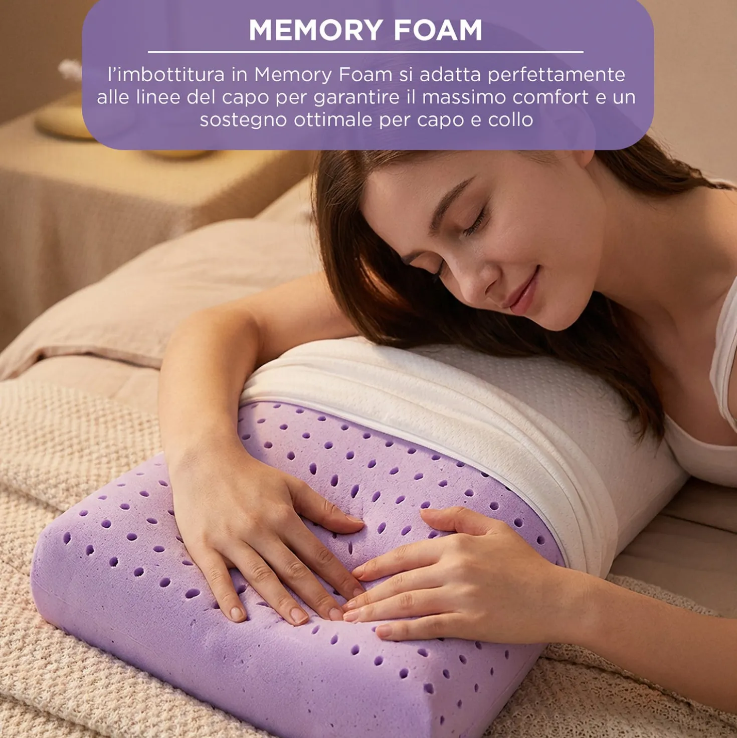 Cuscino guanciale memory con essenza spray