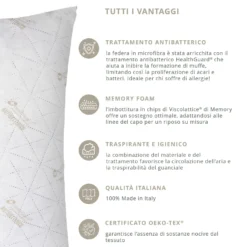 Cuscino guanciale memory ioni argento Health