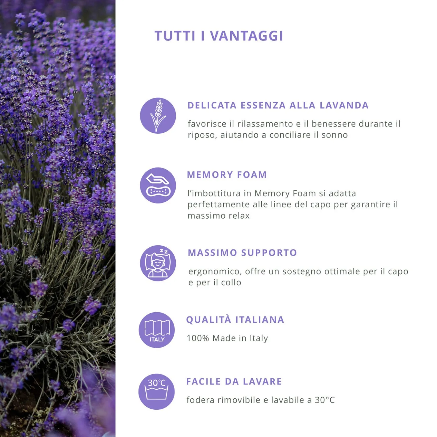 Cuscino guanciale profumato Lavanda memory