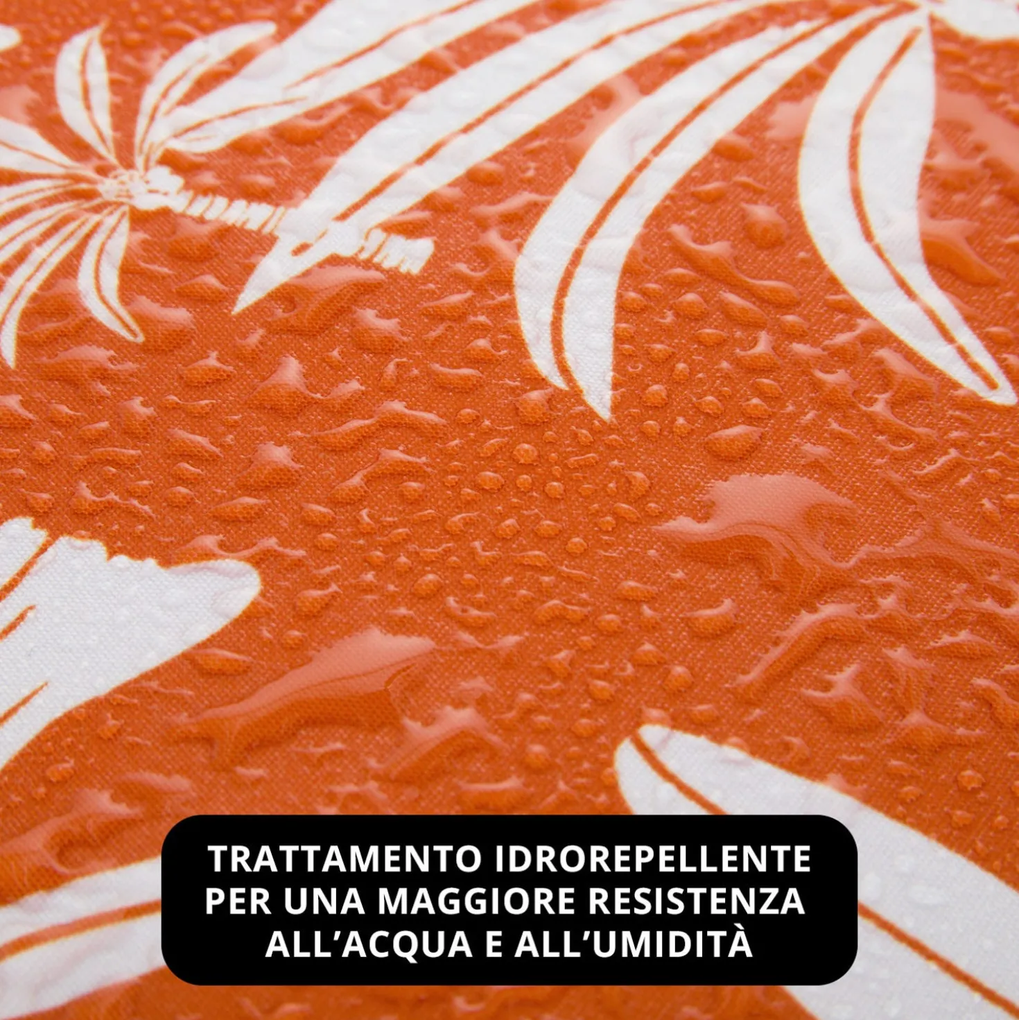 Cuscino materasso idrorepellente 40x40 cm palme arancio