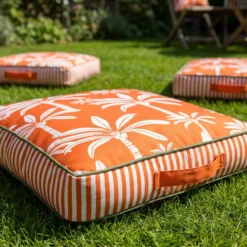 Cuscino materasso idrorepellente 40x40 cm palme arancio