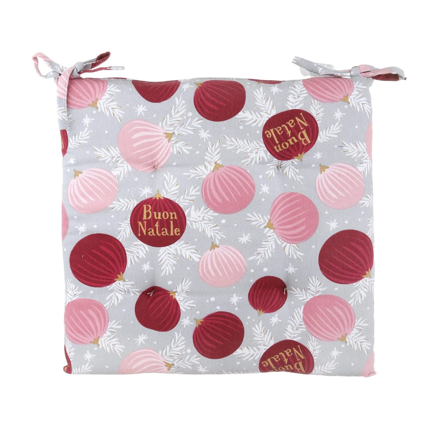Cuscino sedia natalizio 40x40 cm palline malva