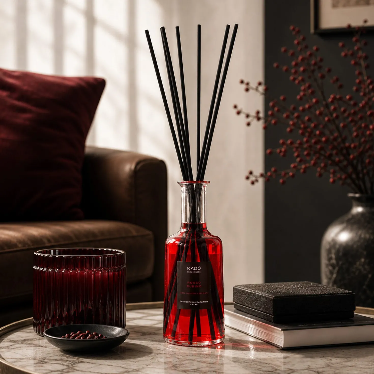 Diffusore ambiente con bastoncini 250 ml Rosso rubino