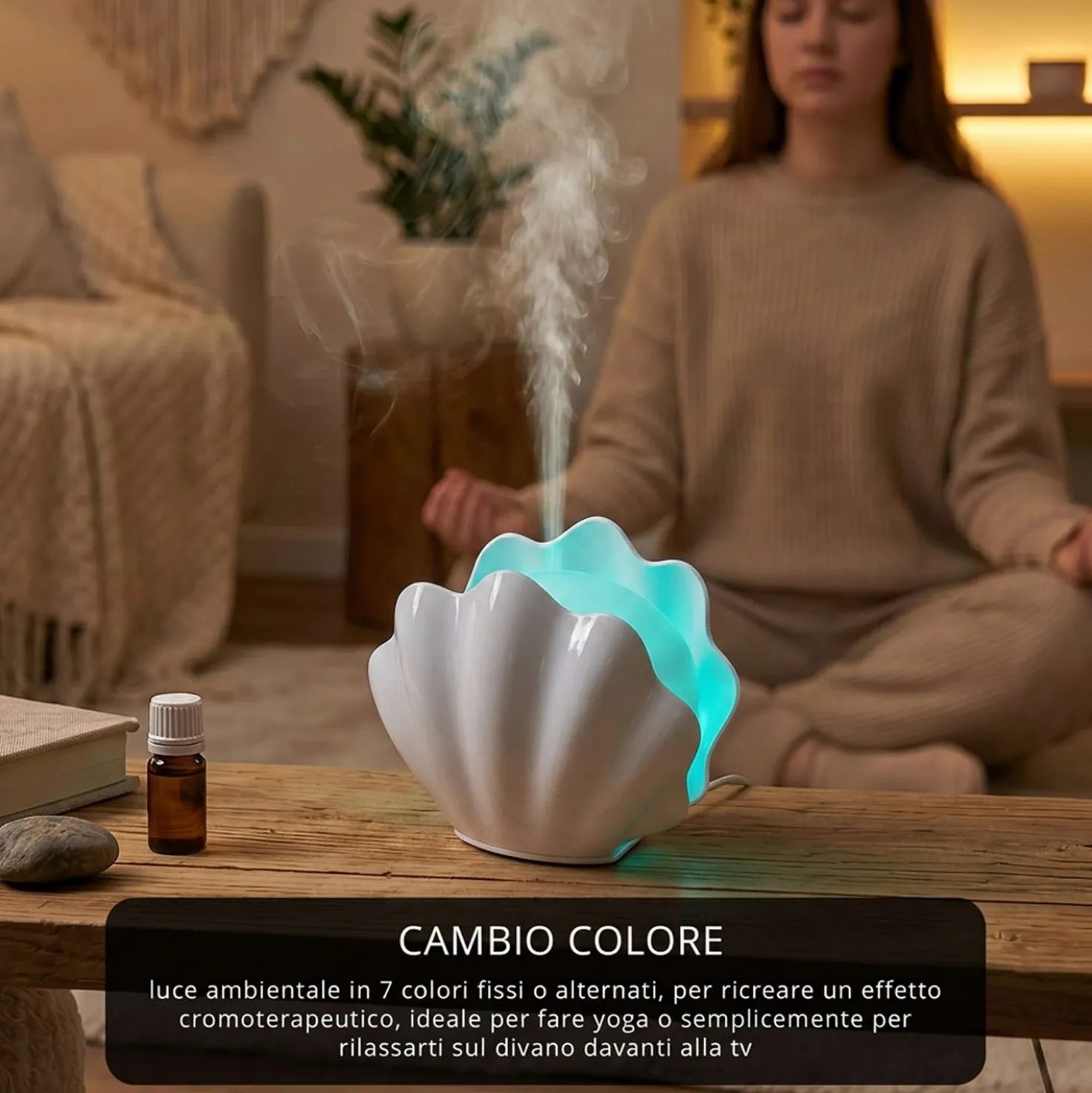 Diffusore conchiglia con cromoterapia bianco