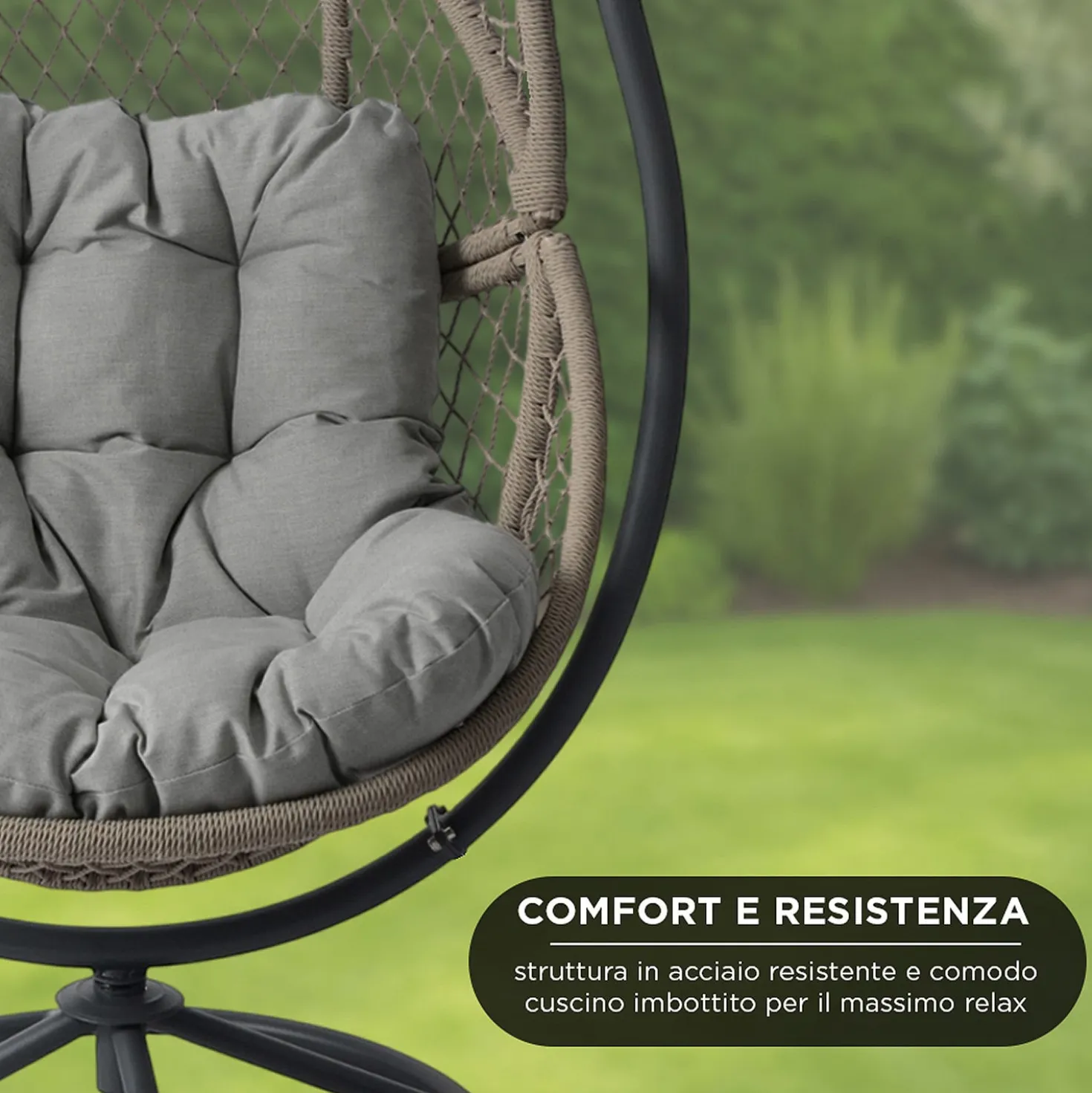 Dondolo da giardino oscillante e rotante grigio Kenan