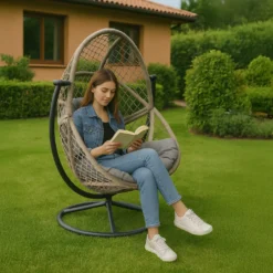 Dondolo da giardino oscillante e rotante grigio Kenan