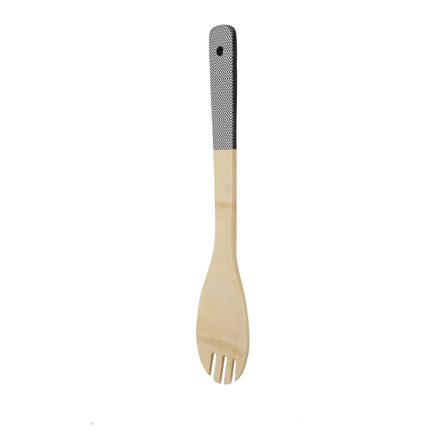 Forchettone in legno di bambù 30 cm manico rombi