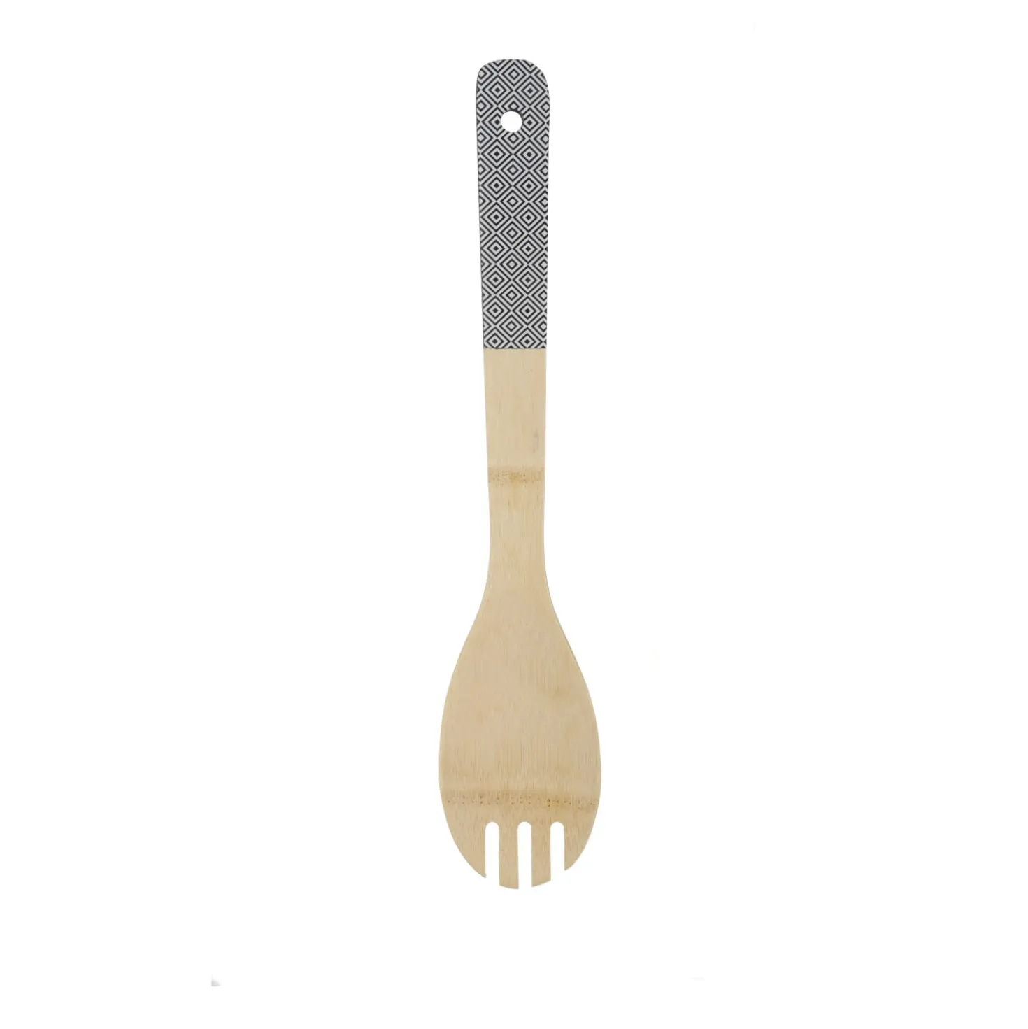 Forchettone in legno di bambù 30 cm manico rombi