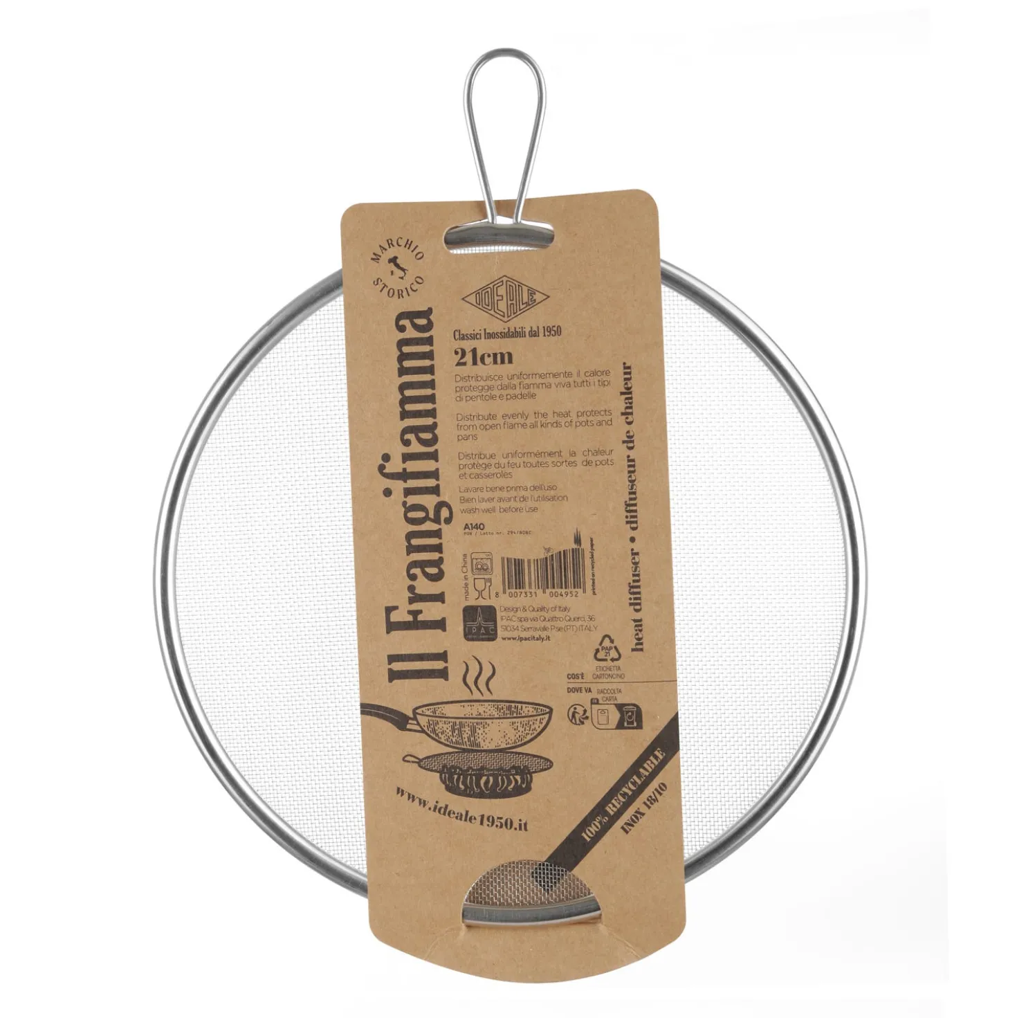 Frangifiamma in acciaio inox 21 cm Ideale