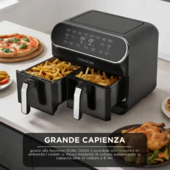 Friggitrice ad aria doppio cestello 1700 W nera