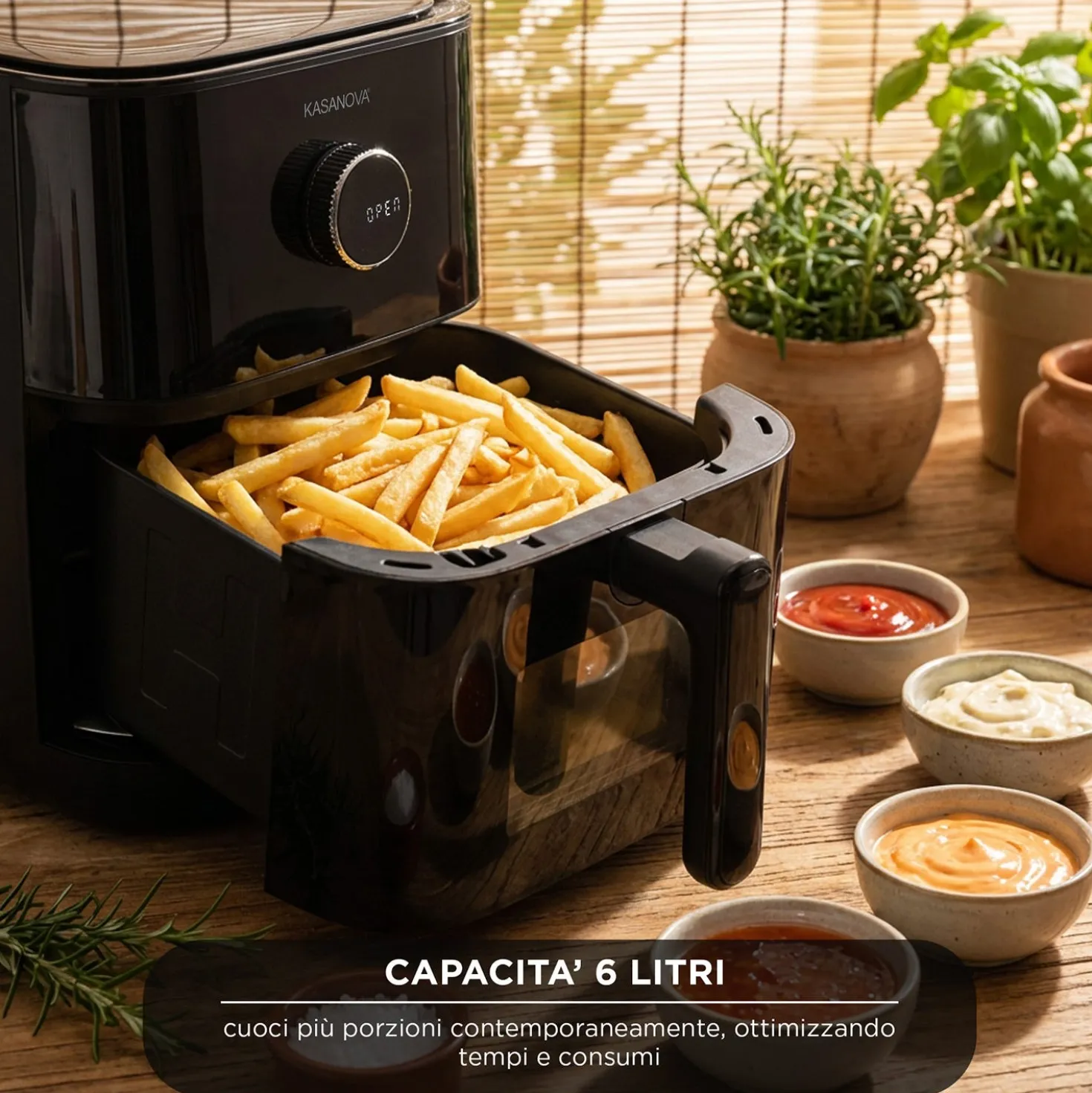 Friggitrice ad aria 6 L nera 1450 W