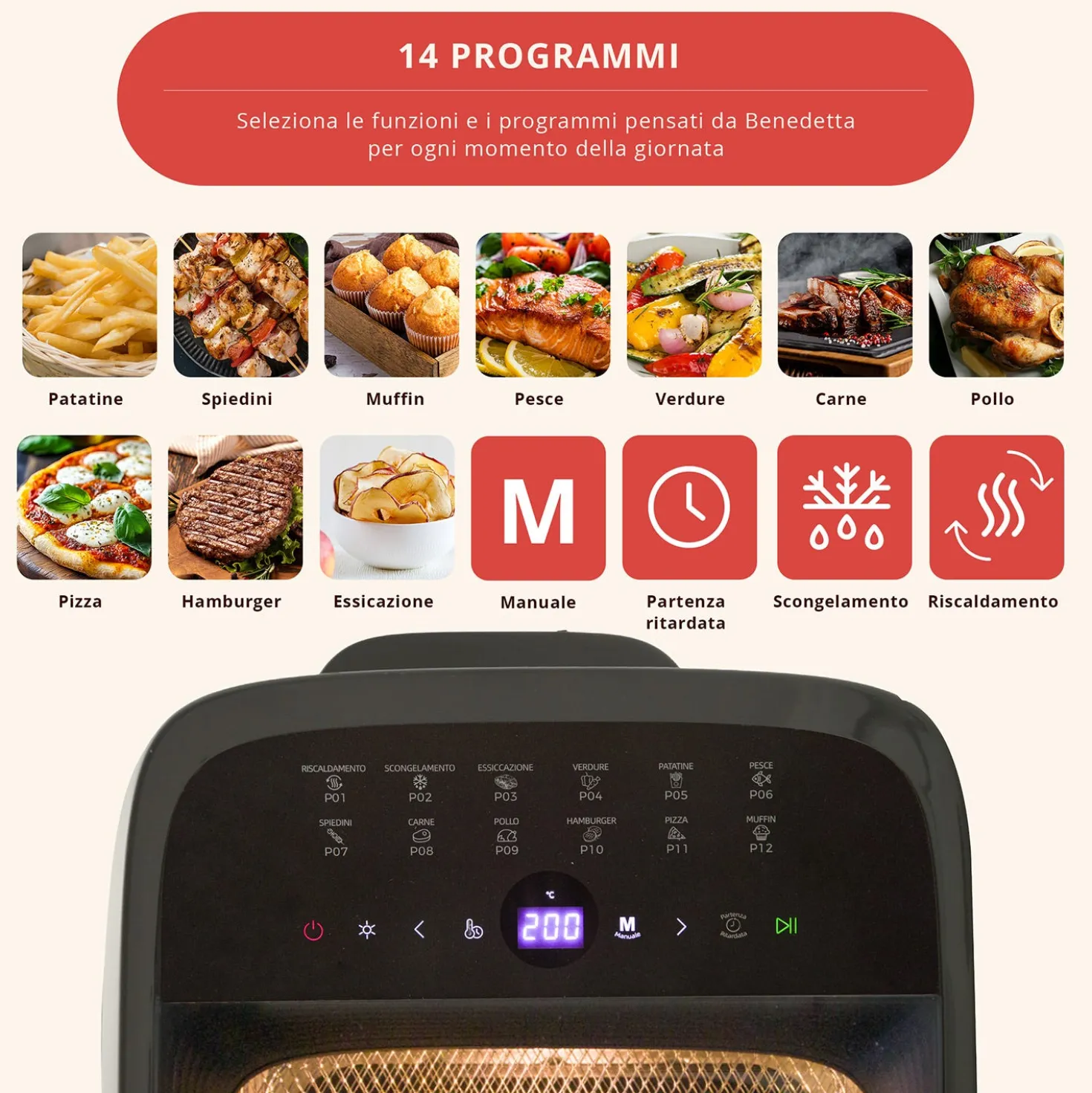 Friggitrice ad aria XXL 12 L 1800 W Fatto in casa da Benedetta