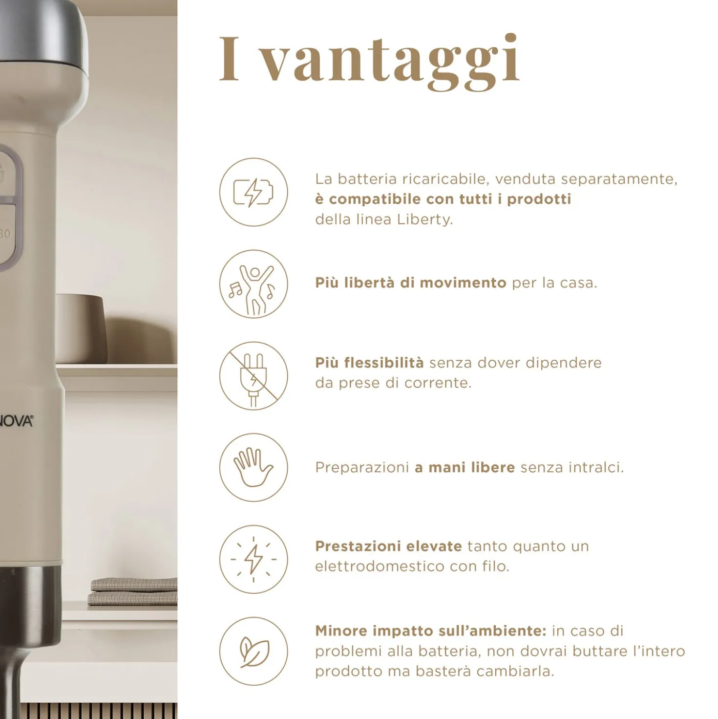 Frullatore a immersione senza fili 200 W Liberty senza batteria