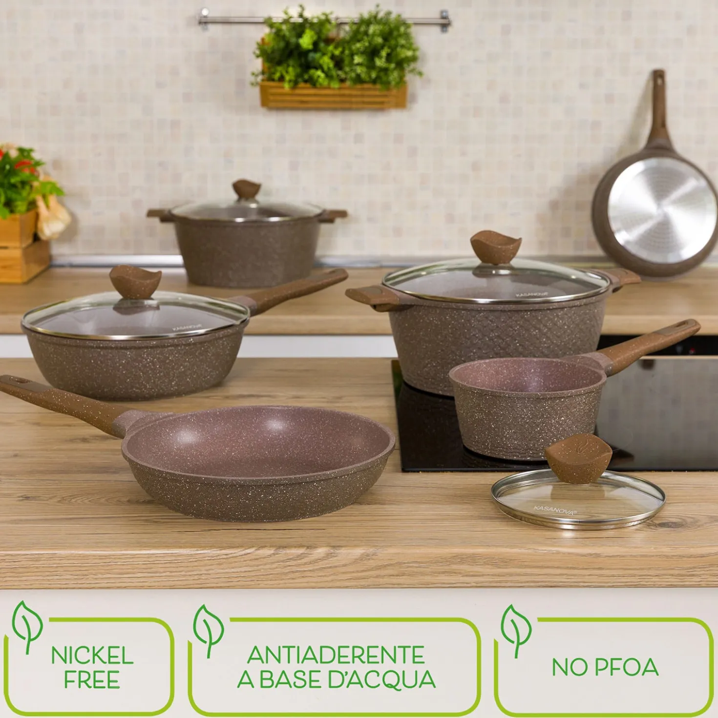 0% grassi casseruola 20 cm, con coperchio