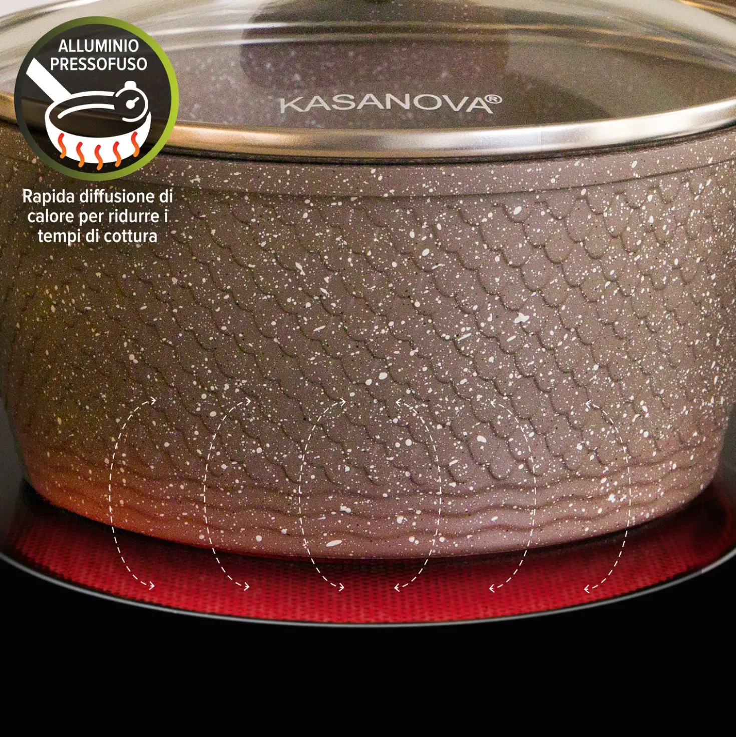 0% grassi tegame 28 cm, con coperchio