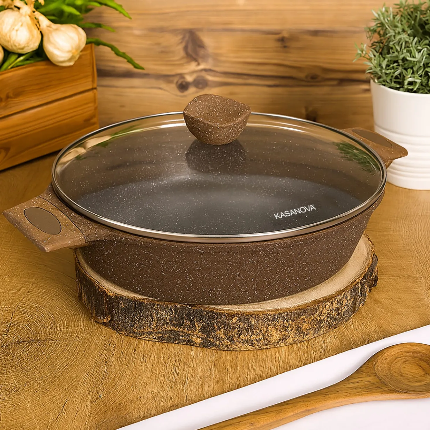 0% grassi tegame 28 cm, con coperchio