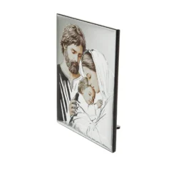 Icona Sacra famiglia ceramica 21x15 cm con argento Miro Silver