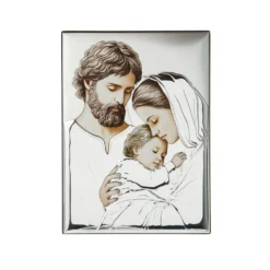 Icona Sacra famiglia ceramica 21x15 cm con argento Miro Silver