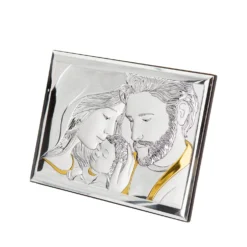 Icona Sacra famiglia oro 21x15 cm con argento Miro Silver