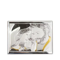 Icona Sacra famiglia oro 21x15 cm con argento Miro Silver