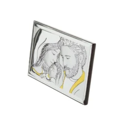 Icona Sacra famiglia oro 14x10 cm con argento Miro Silver