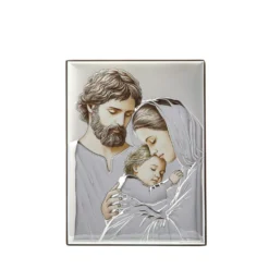 Icona Sacra famiglia 14x10 cm con argento Miro Silver