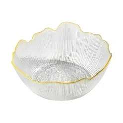 Insalatiera in vetro lavorato 21 cm bordo oro