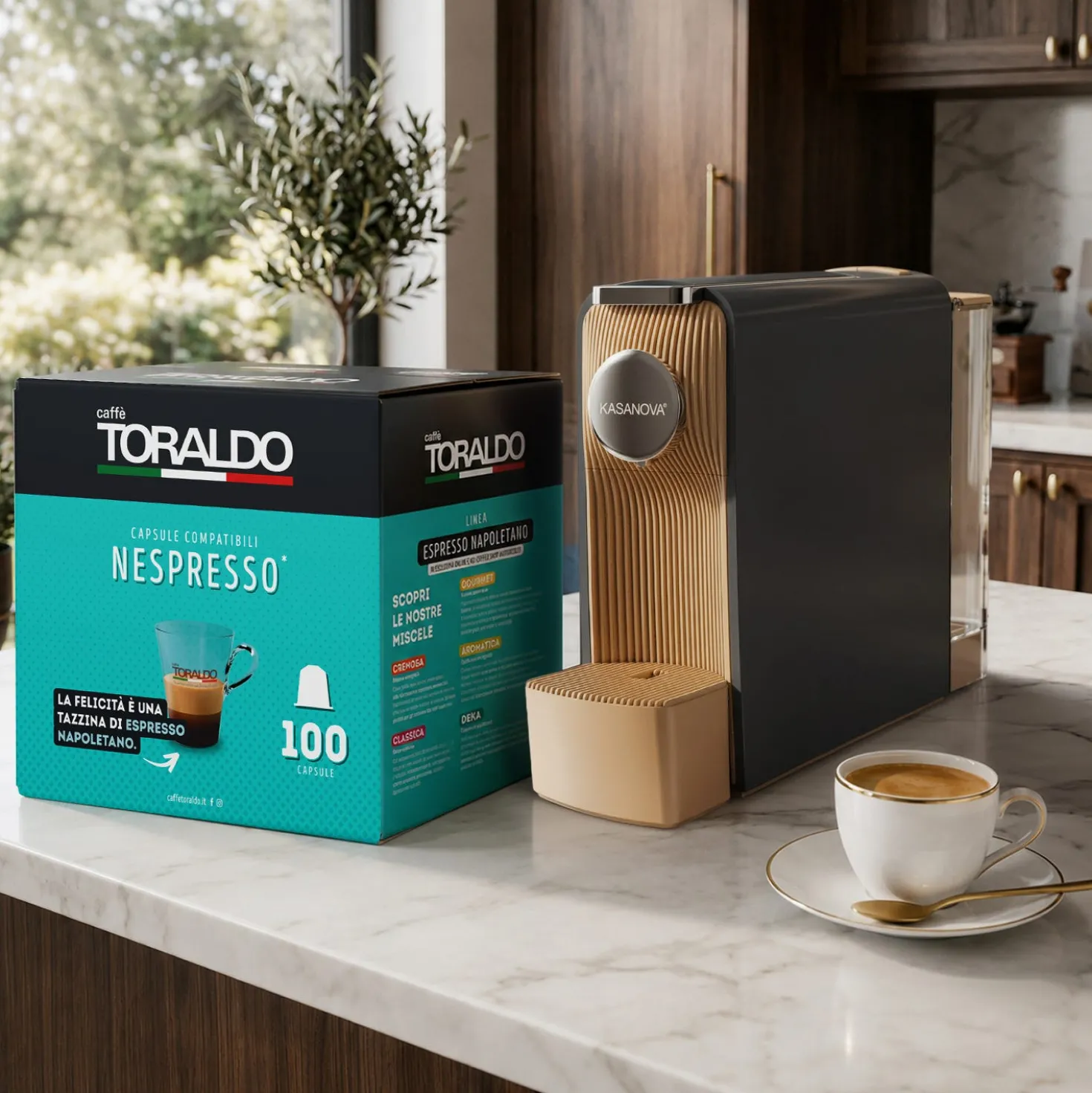 Kit Macchina caffè antracite e 100 capsule Classica Toraldo
