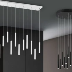 Lampada a sospensione 11 luci bianca Tubular Trio