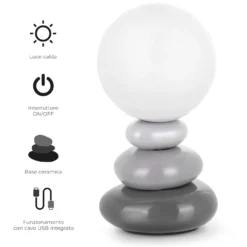 Lampada da tavola Luna ceramica con filo