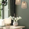 Lampada da tavolo rattan Rike bianco Trio