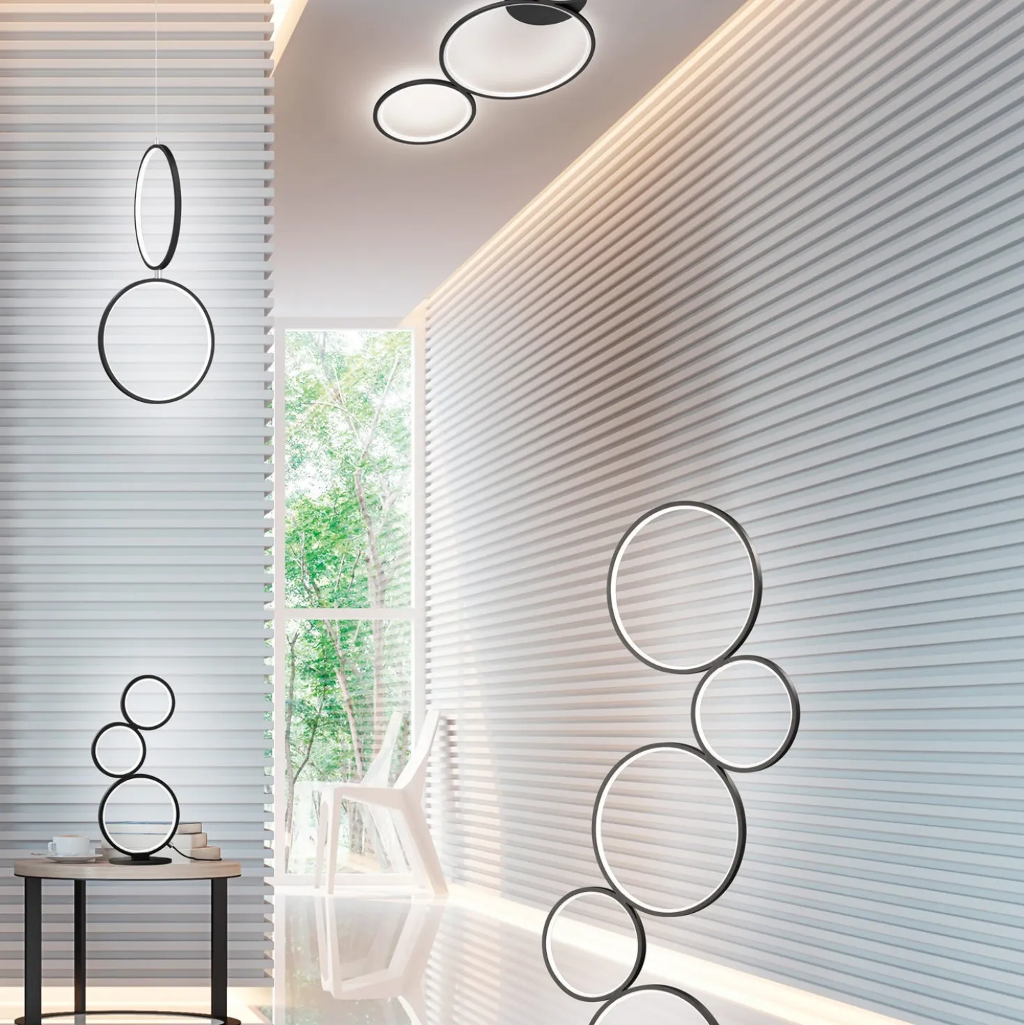 Lampada da terra 5 LED Rondo nero Trio