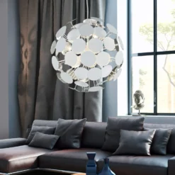 Lampadario bianco e argento Discalgo Trio