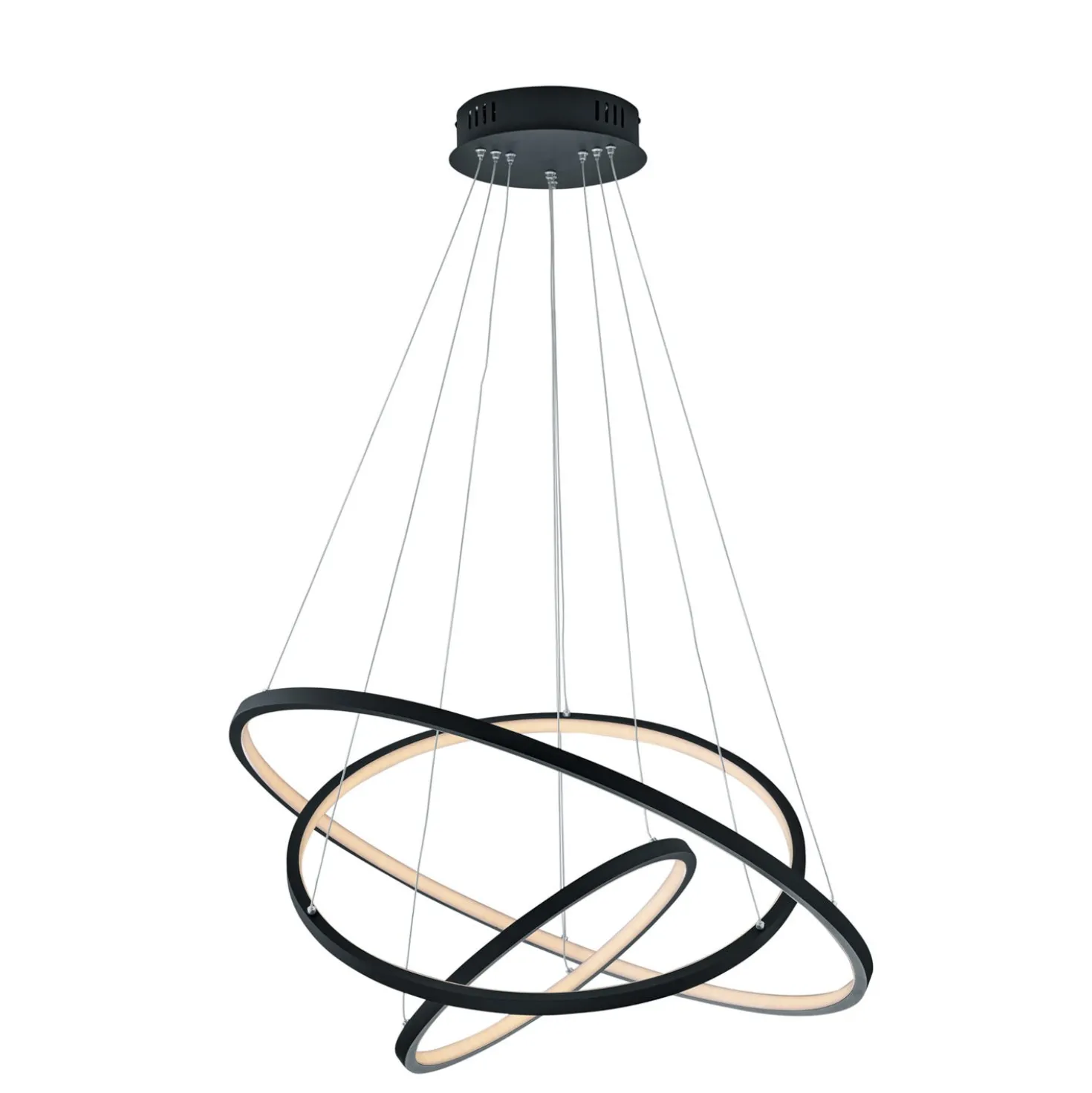 Lampadario LED 3 anelli antracite Aaron Trio