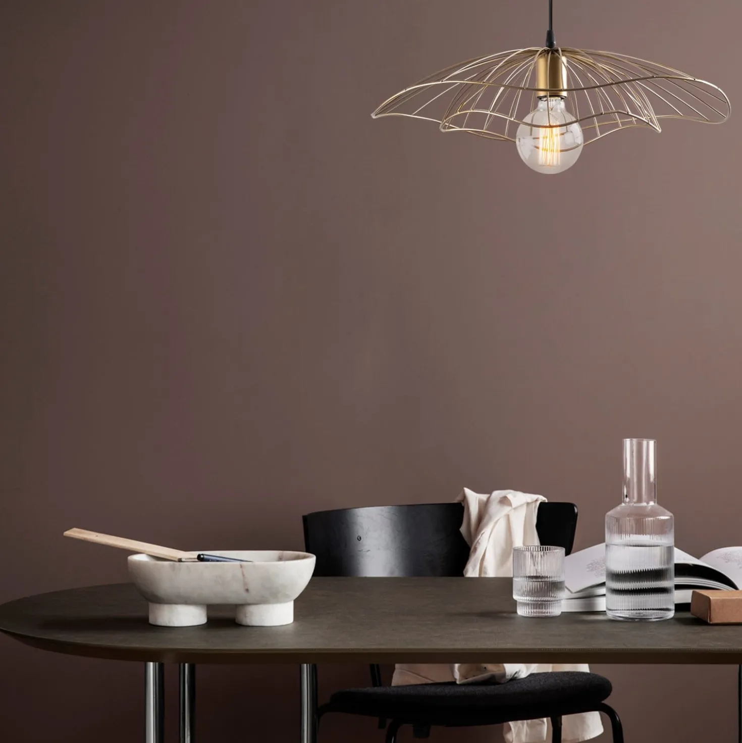 Lampadario oro metallo 50x14 cm nero