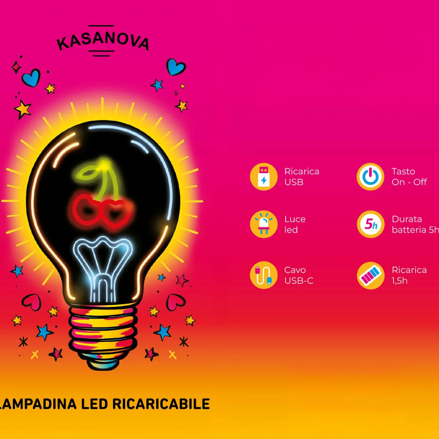Lampadina decorativa Ciliegie LED ricaricabile