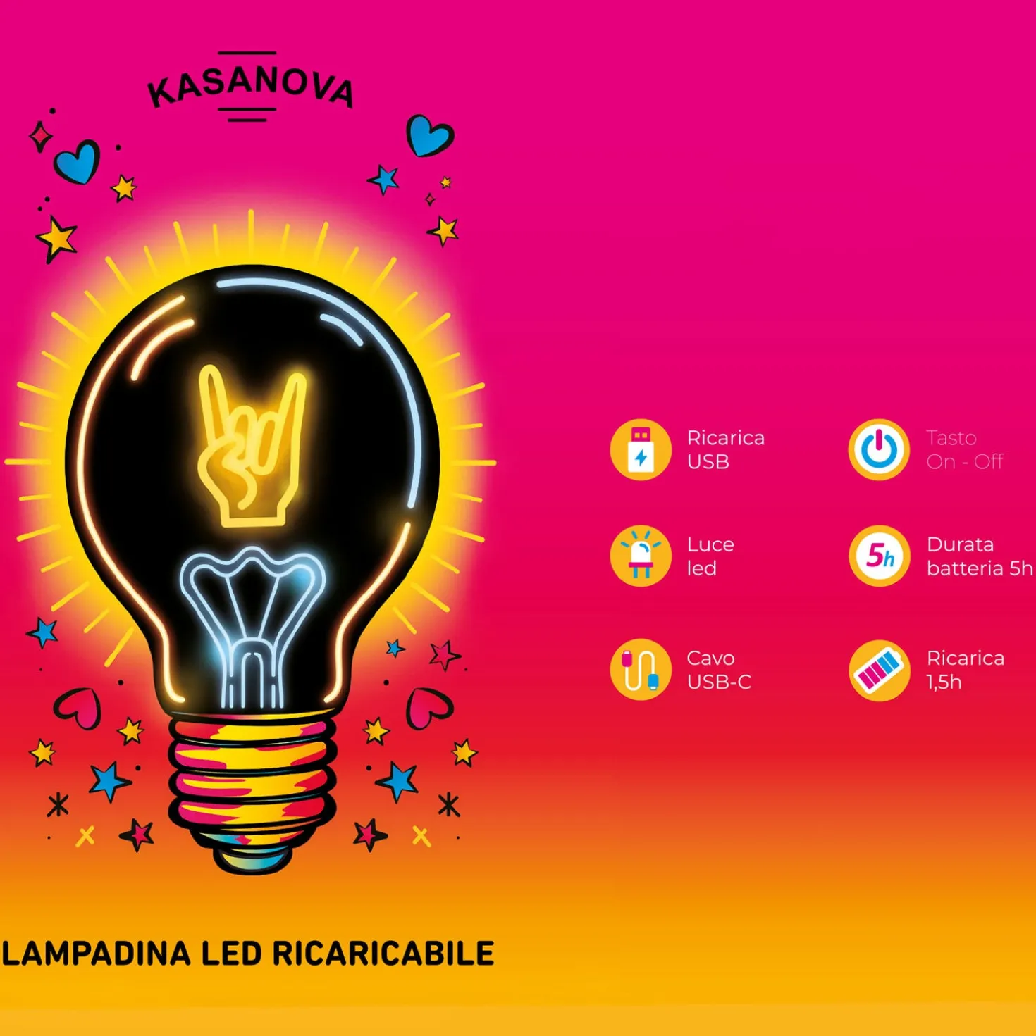 Lampadina decorativa Corna LED ricaricabile
