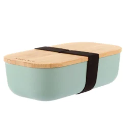 Lunch box ermetico verde in bambù con elastico, 750 ml